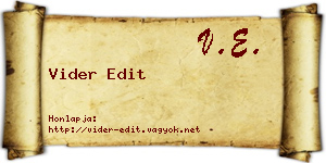 Vider Edit névjegykártya